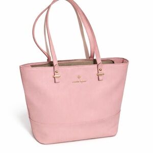 Nanette Lepore Pink Leather Tote with Gold Hardware